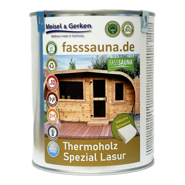 FassSauna Thermoholz Spezial Lasur 100% biologische & natürliche BIO Holzschutz Lasur 0.01 weiß vintage